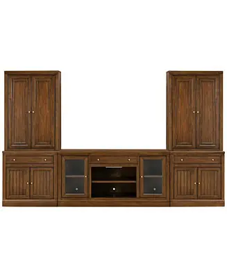 Furniture Amren 65" Wood 2 Door Console with 2 Door Hutches and 2 Door Bases with Drawers Clearance