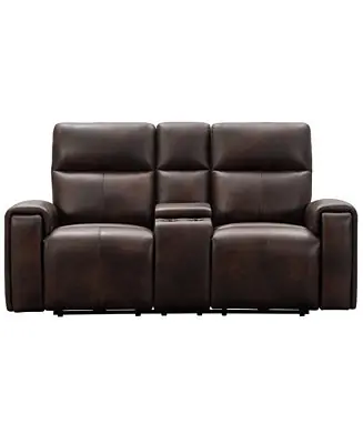 Keegan 77" Leather Power Reclining Console with Power Headrests Loveseat Crafted