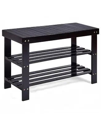 Price Drop 3-Tier Bamboo Shoe Rack Bench for Entryway
