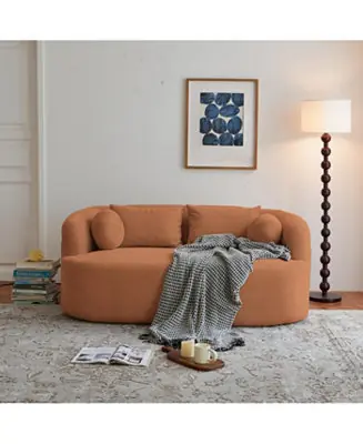 Grab Now Sofa-in-a-Box Orange Memory Foam 2-Seater Couch, No Installation, Easy Transport