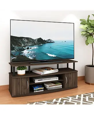 Modern TV Stand Media Entertainment Center for TV's up To 55" w/2-Door Storage Cabinet,Columbia Walnut/Black Best Choice