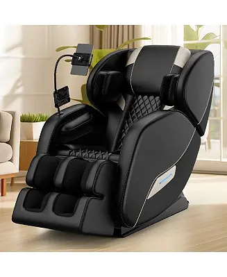 Full Body Massage Chair with Heat & Air Compression, Zero Gravity Recliner with Foot Rollers, Bluetooth & LED Lights-Maison Boucle Factory Price