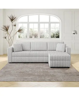 New Release 106" Light Gray Sofa with Ottoman Lift - Modern Modular Design