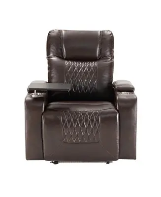 360°Swivel Power Motion Recliner with USB Charging Port Hidden Arm Storage and 2 Cup Holders Super Sale