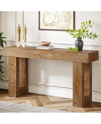 Long Console Table, 63 inches Wooden Rectangular Sofa Table for Behind the Couch, Farmhouse Entryway Table for Hallway, Living Room Save Now