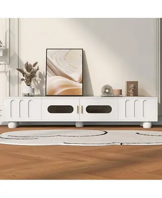 80 Inch Wood Glass Door TV Stand Certified