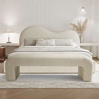Viral 60" Waterfall Upholstered Bench with Solid Wood Frame and Boucle Fabric for Bedroom or Entryway