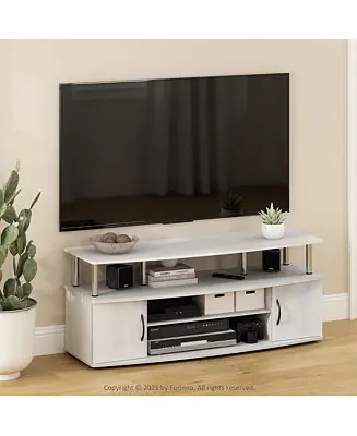Modern TV Stand Media Entertainment Center for TV's up To 55" w/2-Door Storage Cabinet,White Oak Money Back Guarantee