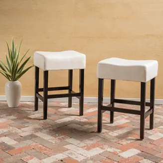 Set Of 2, 26.75" Backless Leather Counter Height Barstool Money Back Guarantee