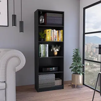 Final Sale Vinton 4-Tier Bookcase with Modern Storage for Books and Decor