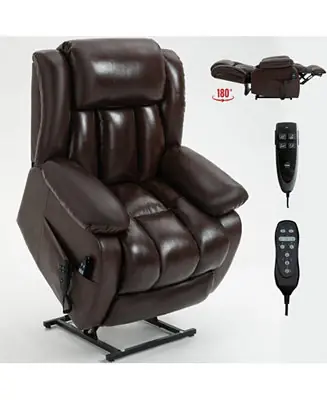 Electric Medium size Genuine Leather Power Lift Recliner Chair with 8-Point Vibration Massage and Lumbar Heating Exclusive Offer