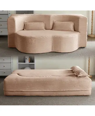 Corduroy Floor Sofa Bed with Pillows Latest
