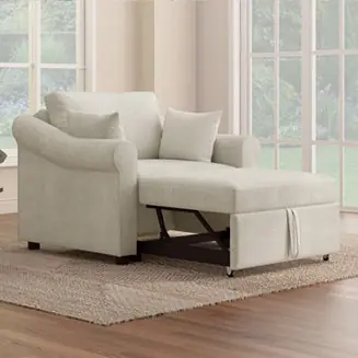 Buy Online Chenille Convertible Sleep Chair, 3-in-1 Lounger to Bed