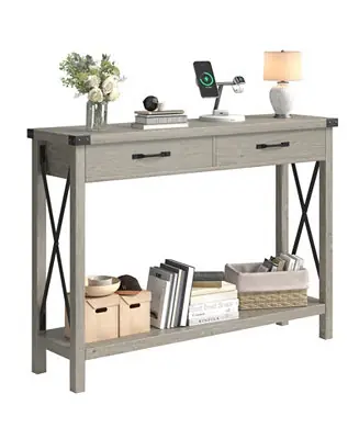 Same Day Shipping GAOMON Console Table with 2 Drawers, Farmhouse Entryway Table with Storage Shelf, Accent Wood Sofa Table for Living Room, Hallway, Foyer