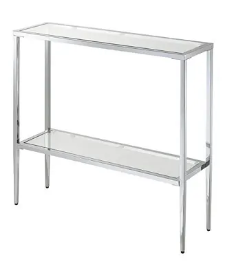 31.5" Nadia Glass Chrome Entry Hall Table with Shelf Cheap