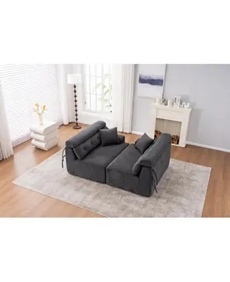 Express Delivery Streamdale Gray 4-Seater Compression Sofa with Pillows