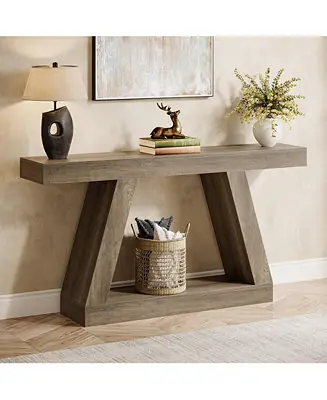 Top Rated Farmhouse Console Table, 55-Inch Rustic Sofa Table with Storage, Industrial Wooden Entryway Table for Hallway, Living Room