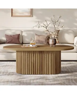 Holiday Sale Oval Coffee Table, 47.2", Fluted Design