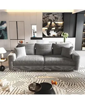 Time-Limited Plush Corduroy 3-Seat Sofa with Soft Pillows