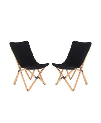 Popular Set of 2 Wicker Dorm Chair with Storage Pocket for Camping and Fishing