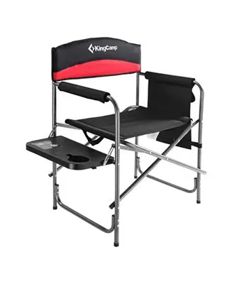 Compact Camping Folding Chair with Side Table and Storage Pocket, Red Last Chance