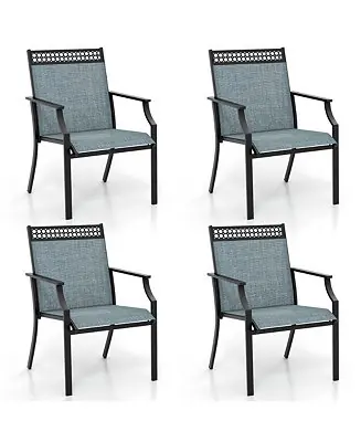 Direct From Factory Patio Dining Chairs Set of 4 All Weather Outdoor Chairs w/ High Back & Armrests