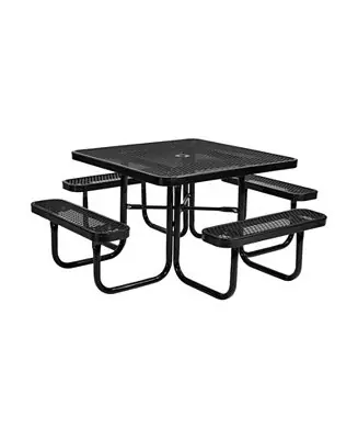 Outdoor Square Steel Picnic Table Weather Resistant Patio Dining Furniture Set Don’t Miss Out