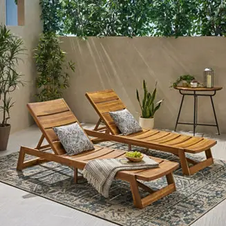 Streamdale Acacia Wood Chaise Lounge Set (Set Of 2) Hot Deal