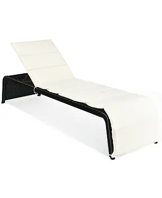 Adjustable Patio Rattan Lounge Chair with Cushioned Today Only