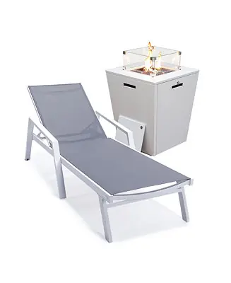 Exclusive White Aluminum Outdoor Patio Chaise Lounge Chair With Arms