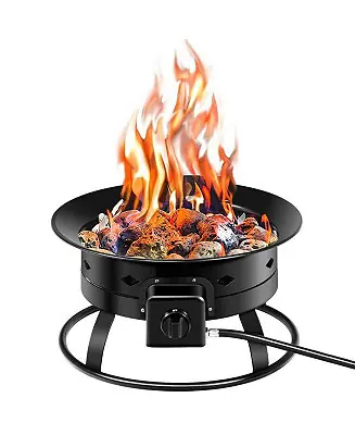 Portable Fire Pit Outdoor 58,000 BTU Propane Patio Lava Rocks Camping Events Flash Sale