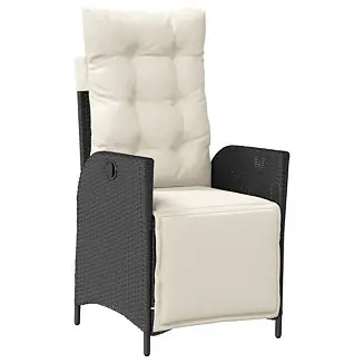 Mega Sale Reclining Garden Chair Black PE rattan, powder-coated steel