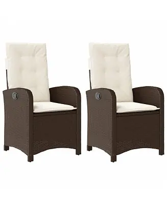 Genuine Reclining Garden Chair Set of 2 Brown PE rattan Standard