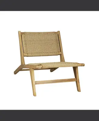 Parker Mid-Century Modern Woven Seagrass Wood Armless Lounge Chair, Natural Professional Grade