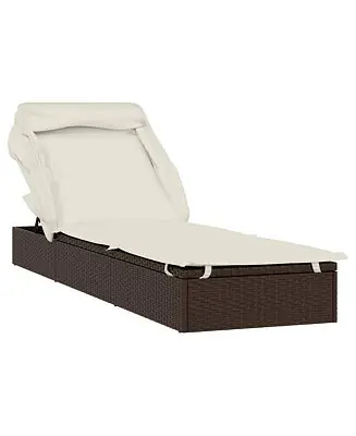 Sunbed Brown PE Rattan, Powder-Coated Steel 83.9x24.8x38.2 in Buy Online