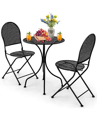 Bulk Order 3 PCS Patio Bistro Set All-weather Metal Table & Chair Set for 2 Person Modern Furniture Set