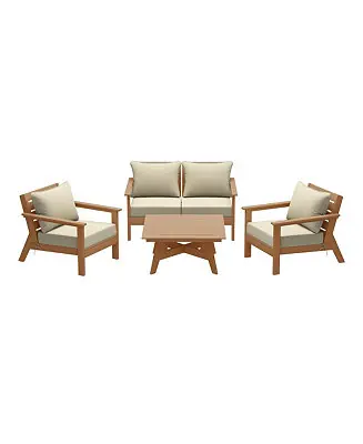 Outdoor 5-Piece Teak Modular Sectional Patio Furniture Sofa Set Holiday Sale