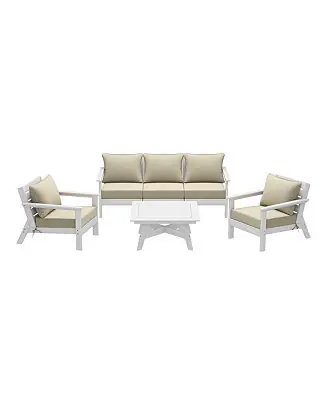 Wholesale Outdoor 6-Piece White Modular Sectional Patio Furniture Sofa Set