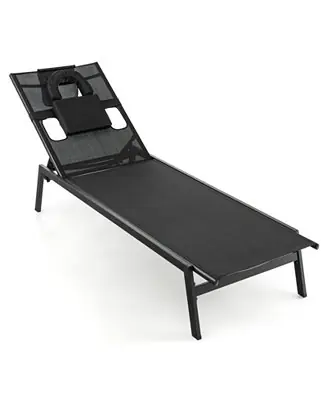 Must Have Patio Sunbathing Lounge Chair 5-Position Adjustable Tanning Chair
