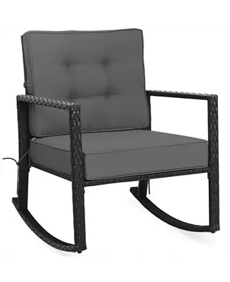 Patio Rattan Rocker Outdoor Glider Rocking Chair Cushion Lawn Limited Edition