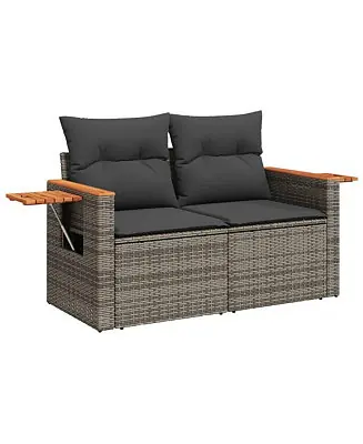 Garden Sofa Grey PE rattan, powder-coated steel, solid acacia wood Last Chance