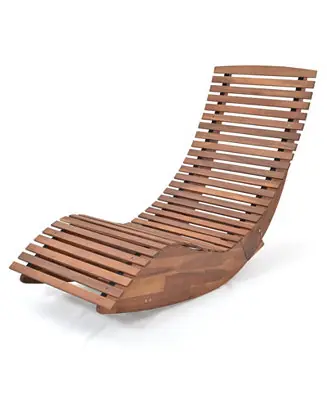 Outdoor Acacia Wood Rocking Chair with Widened Slatted Seat and High Back Big Sale