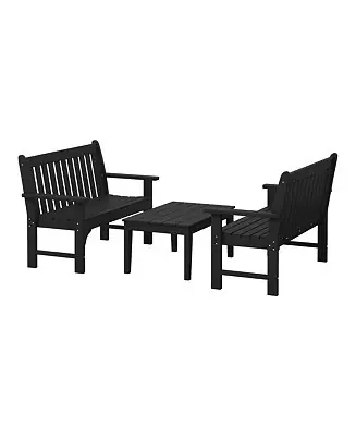 3-Piece HDPE Outdoor Patio Furniture Couch and Coffee Table Set One Day Deal