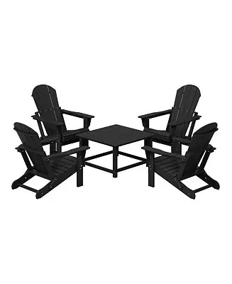 5-Piece HDPE Adirondack Chair Outdoor Patio Square Table Conversation Set Fresh Stock