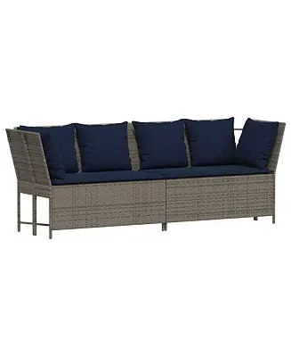 Holiday Sale Patio Sofa with Cushions Gray Poly Rattan