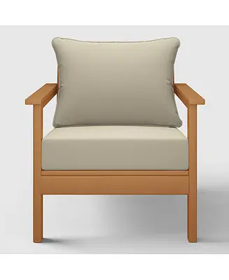 Outdoor Modern HDPE Patio Teak Club Chair with Deep Seat Cushions Same Day Shipping