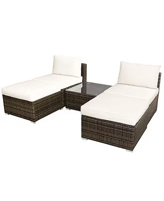 5PCS Outdoor Furniture Set Patio Rattan Armless Chair & Ottoman w/ Cushion Special Offer