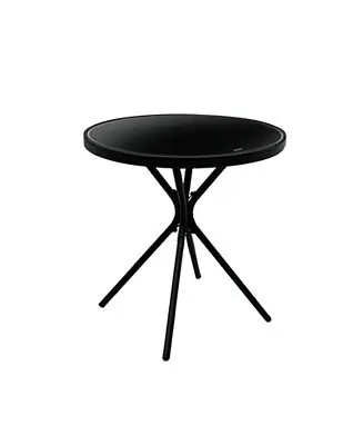 Steel Outdoor Patio Side Coffee Table with Tempered Glass Tabletop Free Shipping