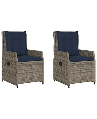 Reclining Patio Chair Gray PE rattan Standard Adjustable Feet Price Cut