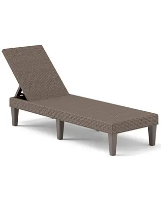 Outdoor Chaise Lounger Chair with Waterproof Rattan Textured PP Surface Discount
